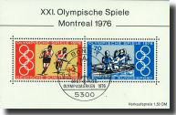 Deutschland : Block Olymp. Spiele Montreal 1976, mit Ersttagssonderstempel