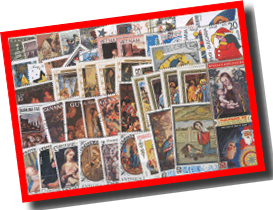 100 different Christmas stamps
