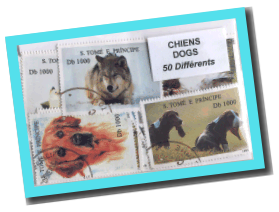 50 verschiedene Briefmarken HUNDE